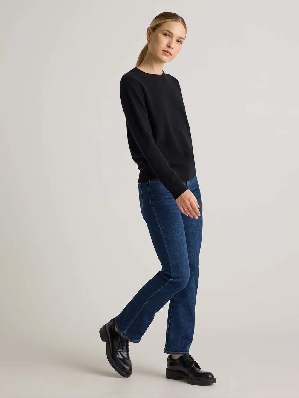 Quince Black Mongolian Cashmere Crewneck Sweater - Picture 5 of 7